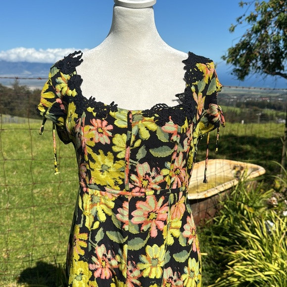 Free people Pippa Floral lace Midi  Dress M - Picture 10 of 14